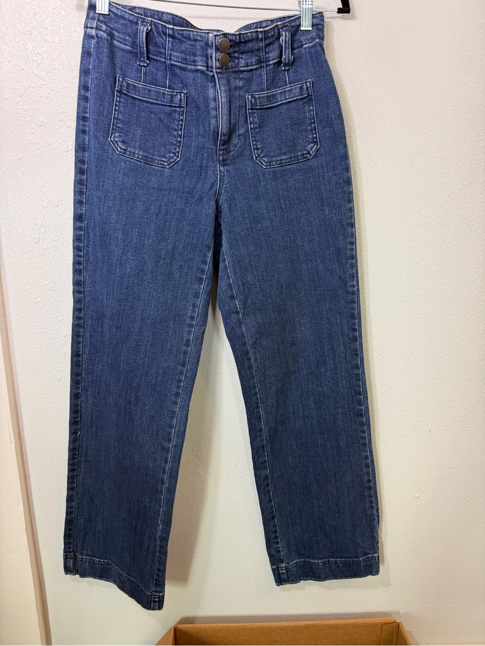 Talbots Blue Wide-Leg Jeans with Front Patch Pockets - Picture 1 of 11